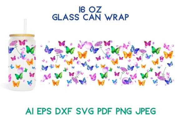 16 Oz Glass Wrap Butterfly HOLIDAY Graphics