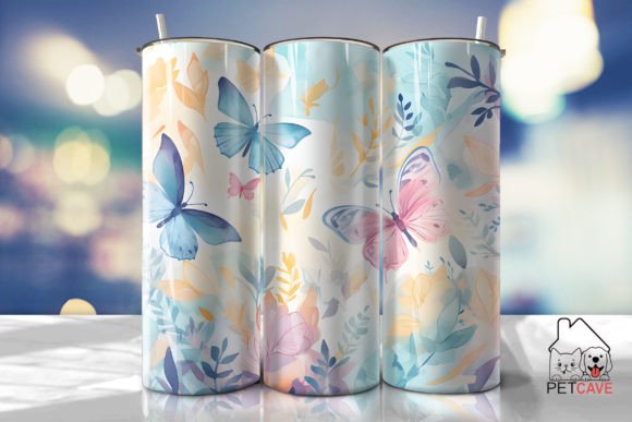 Butterfly and Flower Tumbler 20oz 4 Graphics for Crafts