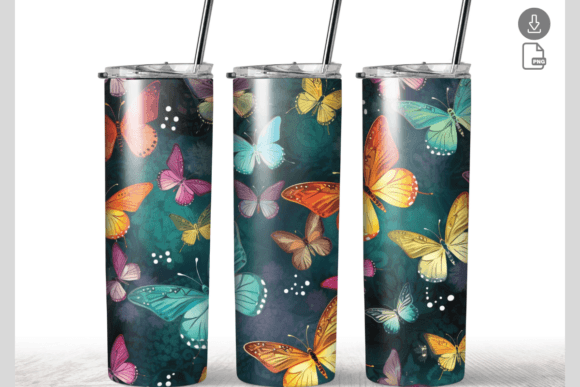 Butterfly Watercolor 20oz Skinny Tumbler Graphics