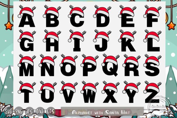 Christmas Alphabet, Santa Hat Alphabet: Graphics for Crafts