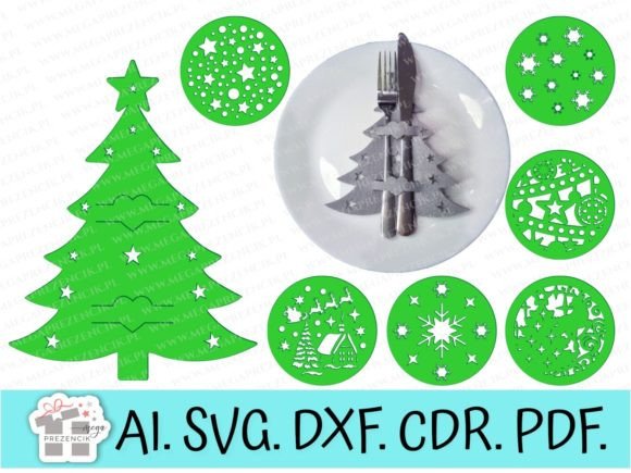 Christmas Cutlery Case Graphics & Felt Placemat Patterns