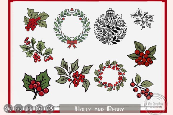 Christmas Holly, Holly and Berry Graphics for Crafts