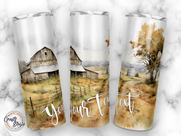 Country Side Farm Barn Tumbler 20oz Graphics for Crafts