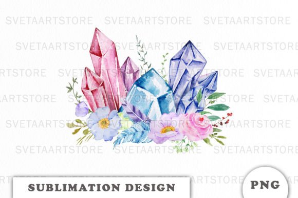 Crystals Boho Hippie Gemstone PNG: Graphics for Crafts & Branding