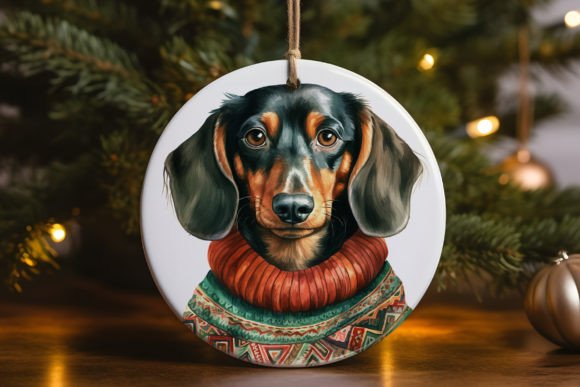 Dachshund Wearing Sweater Ornament: Graphics for Crafts & Joyful Branding