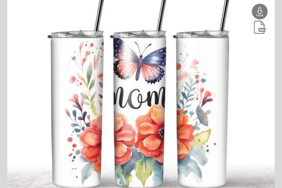 Flower Mom 20 Oz Skinny Tumbler Wrap: Graphics & Graphic Templates