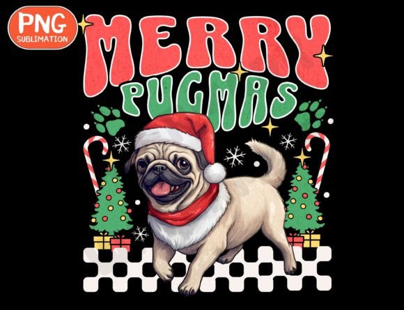 Funny Dog Santa Pug Png: Graphics for T-Shirt Designs