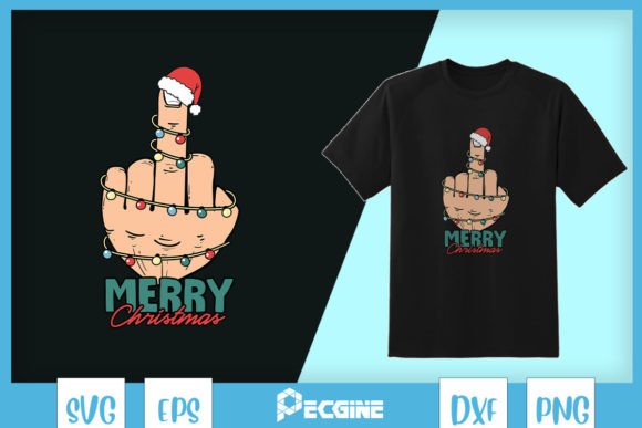 Funny Merry Christmas Finger Graphics for Crafts