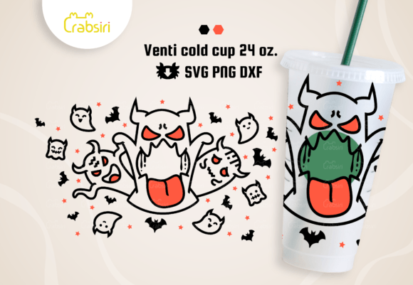 Ghost Devil Venti Cold Cup 24oz Graphics for Crafts
