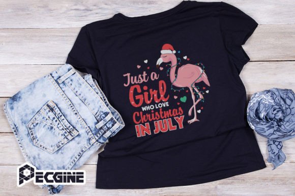 Girl Loves Christmas in July Flamingo Graphics