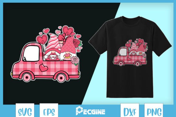 Gnomes with Truck Full of Red Hearts: Graphics for Crafts