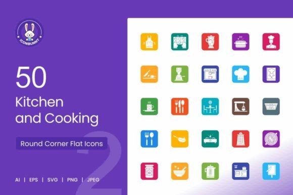Graphics Review: 50 Kitchen and Cooking Filled Icons