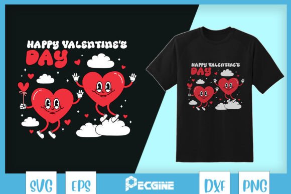 Happy Valentine Day Retro Hearts Graphics for Crafts