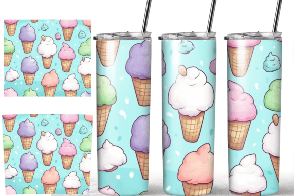 Icecream Watercolor Tumbler Wrap: Graphics & Print Templates