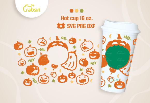 Pumpkin Hungry Hot Cup 16oz Graphics for Crafts