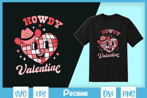 Retro Disco Heart Ball Western Valentine Graphics