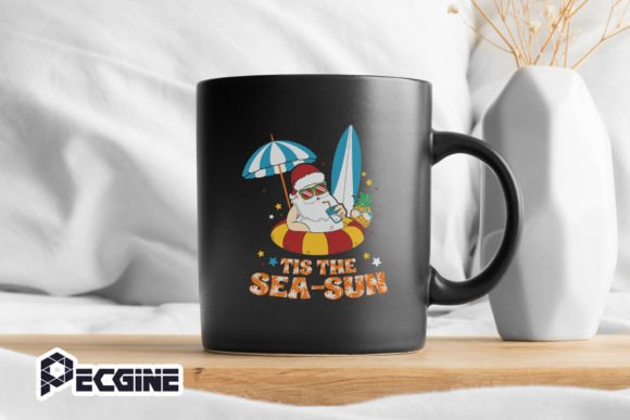 Santa Surf Coconut Float Graphics for Crafts