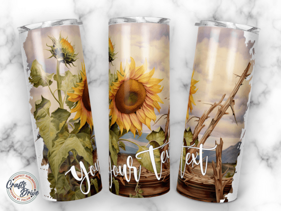 Sunflower Watercolor Tumbler 20oz Graphics for Crafts