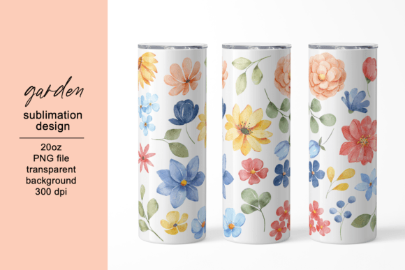 Tumbler Sublimation Design with Flowers: Graphics & Patterns