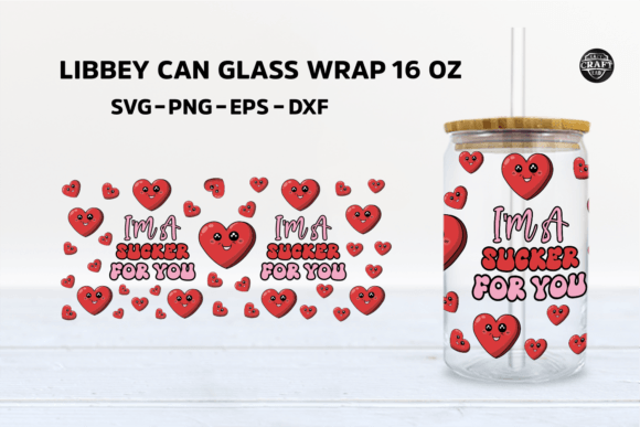 Valentine’s Day Libbey Can Glass Wrap: Graphics for Tumbler Wraps