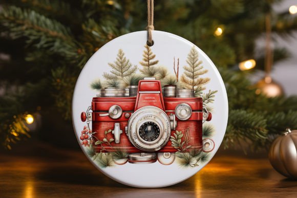 Vintage Camera Christmas Ornament: Graphics for Crafts & Content