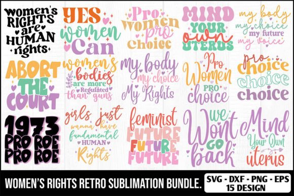 Women’s Rights Retro Sublimation Bundle: Graphics & T-Shirt Designs